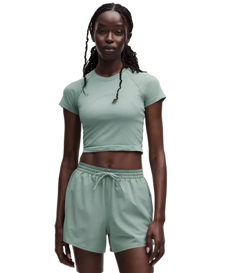 Lululemon Swiftly Tech Cropped Shorts-Sleeve Shirt 2.0 Crater Blue