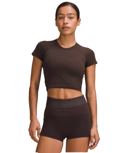 Lululemon Swiftly Tech Cropped Shorts-Sleeve Shirt 2.0 Espresso