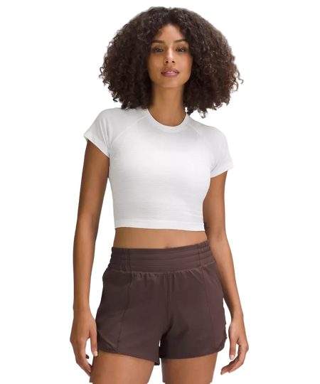 Lululemon Swiftly Tech Cropped Shorts-Sleeve Shirt 2.0 White