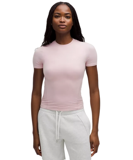 Lululemon Wundermost Ultra-Soft Nulu Hip-Length Crewneck Shirt Pink Haze