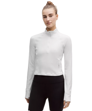 Lululemon It's Rulu Cropped Half Zip Updated White