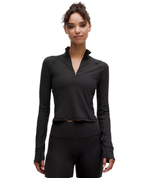 Lululemon It's Rulu Cropped Half Zip Updated Black