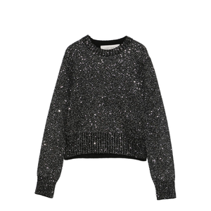 Black Wool Blend Cropped Sweater