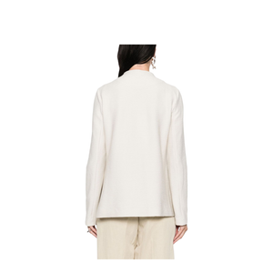 Ivory Button Fastening Round Neck Long Sleeves