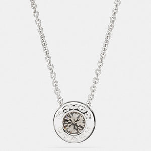 Coach Open Circle Stone Necklace Silver