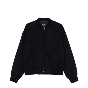 Black Ribbed Hem and Cuffs Zip Fastening Jacket