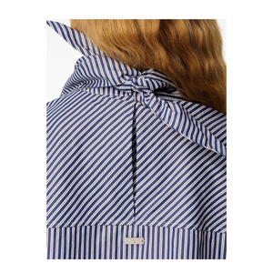 Blue Cotton Long Sleeves Striped Bandana Blouse