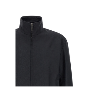 Arnica Motif Turtleneck Jacquard Jacket - Navy