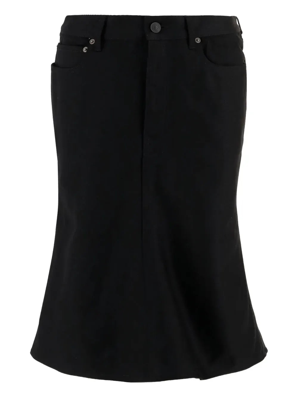 godet denim skirt