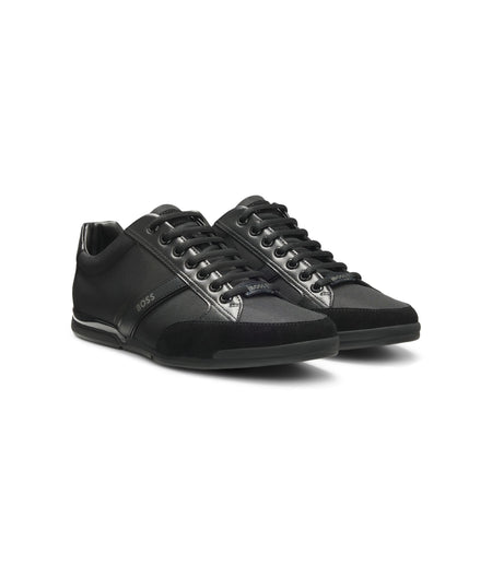 Boss Mixed Material Sneakers With Suede And Faux Leather Black Black