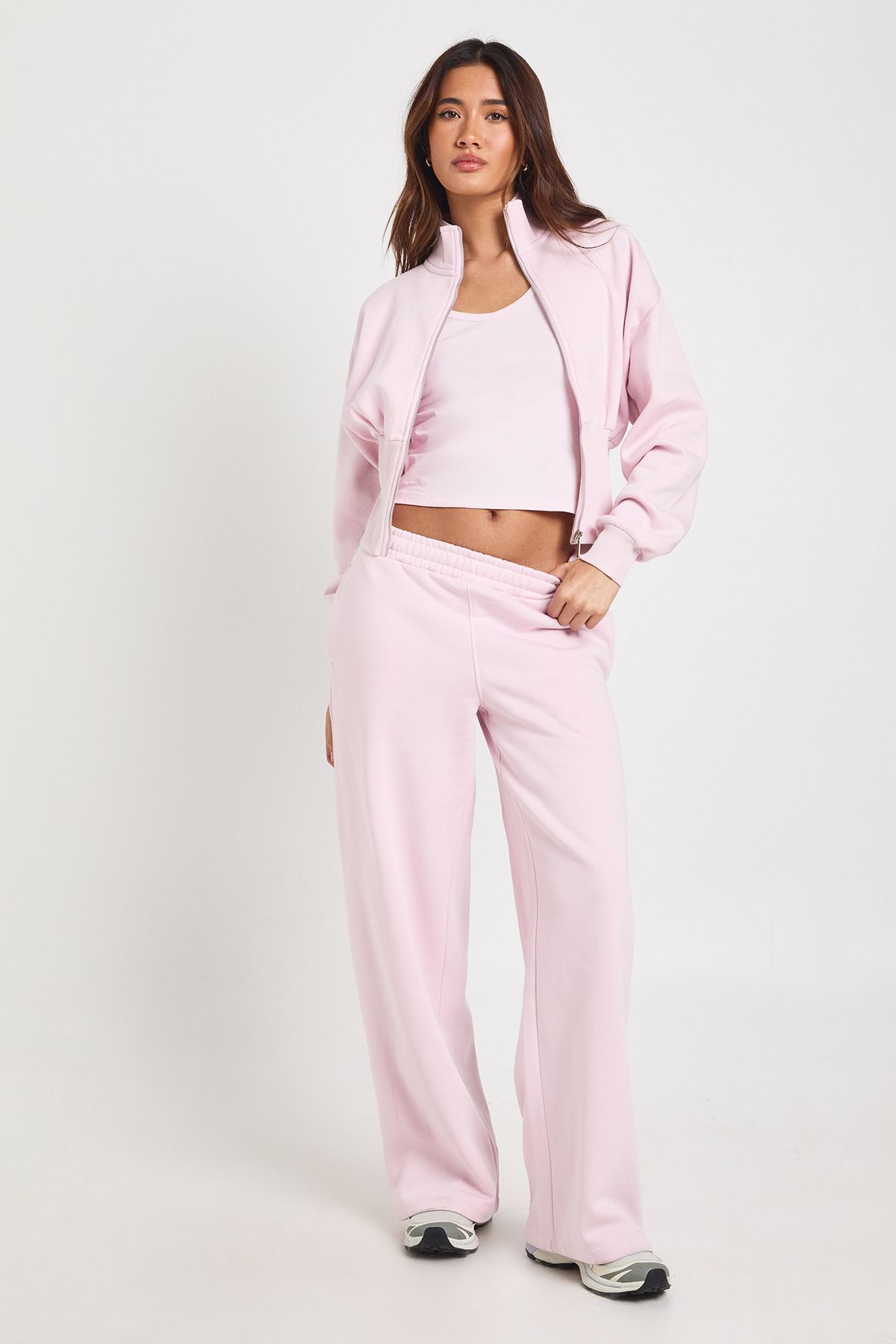 Deep Hem Zip Through 3 Piece Straight Leg Tracksuit