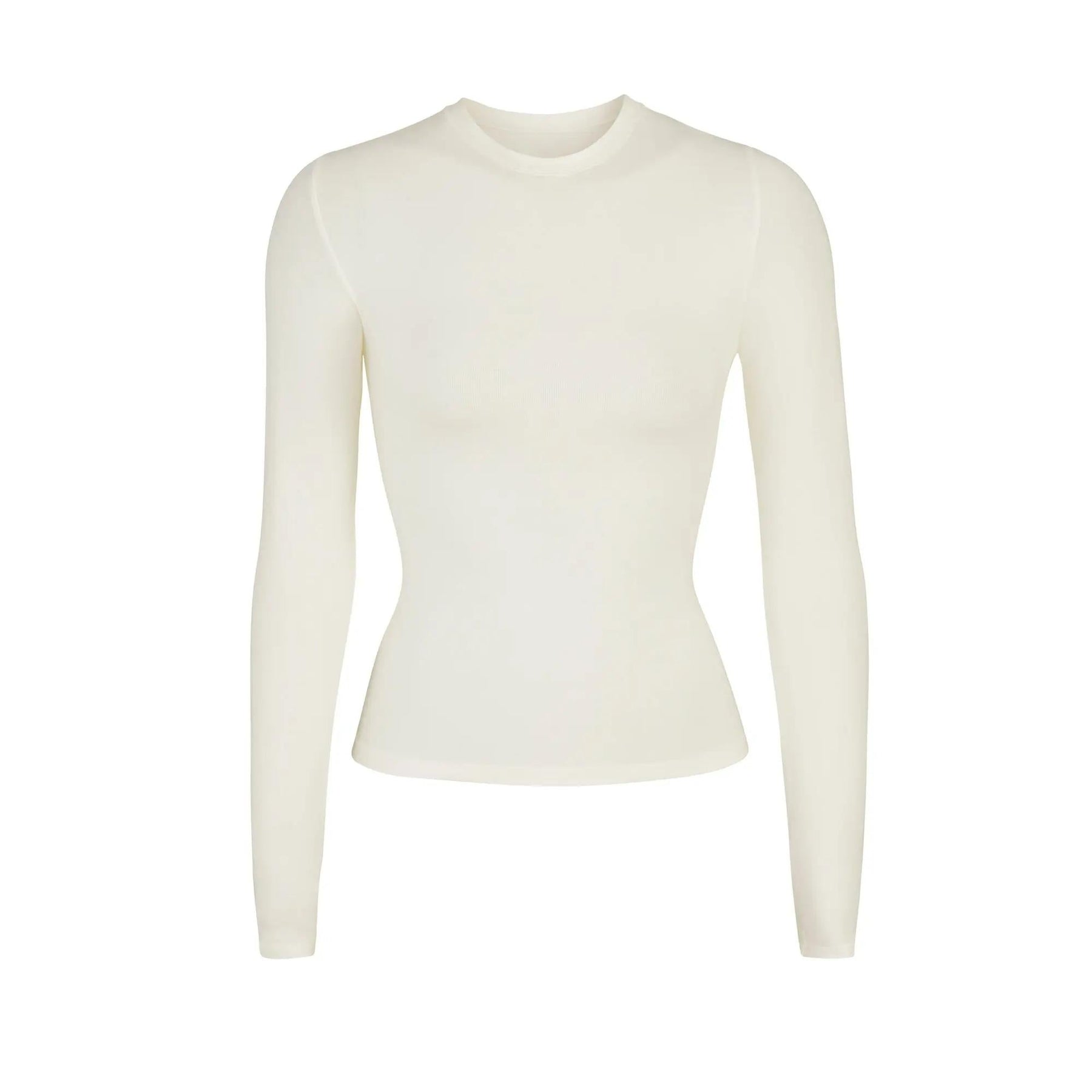 SKIMS COTTON JERSEY LONG SLEEVE T-SHIRT  BONE