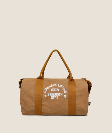 Women's Gymshark Strength Dept Mini Canvas Duffle Bag Antique Gold