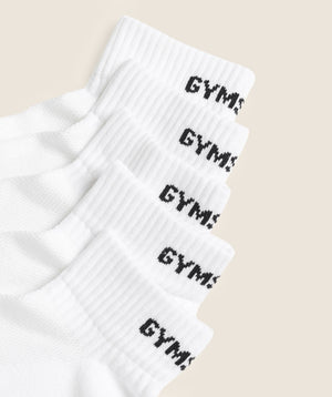 Gymshark Quarter Socks 5Pk White