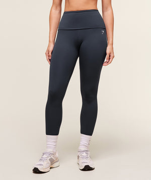 Women's Gymshark Training Foldover Leggings Heavy Blue