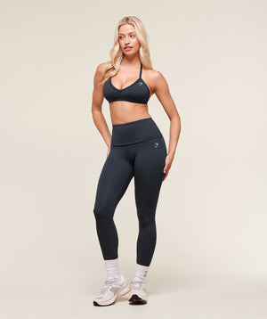 Women's Gymshark Training Foldover Leggings Heavy Blue