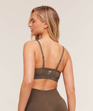 Women's Gymshark Vital V Neck Sports Bra Espresso Marl
