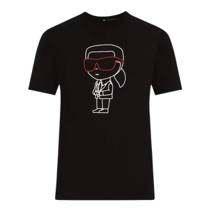Karl Lagerfeld Men Black Printed Round T-Shirts