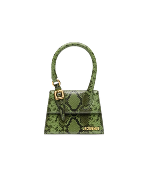 Jacquemus The Medium Chiquito With Buckle Signature Buckled Handbag Green