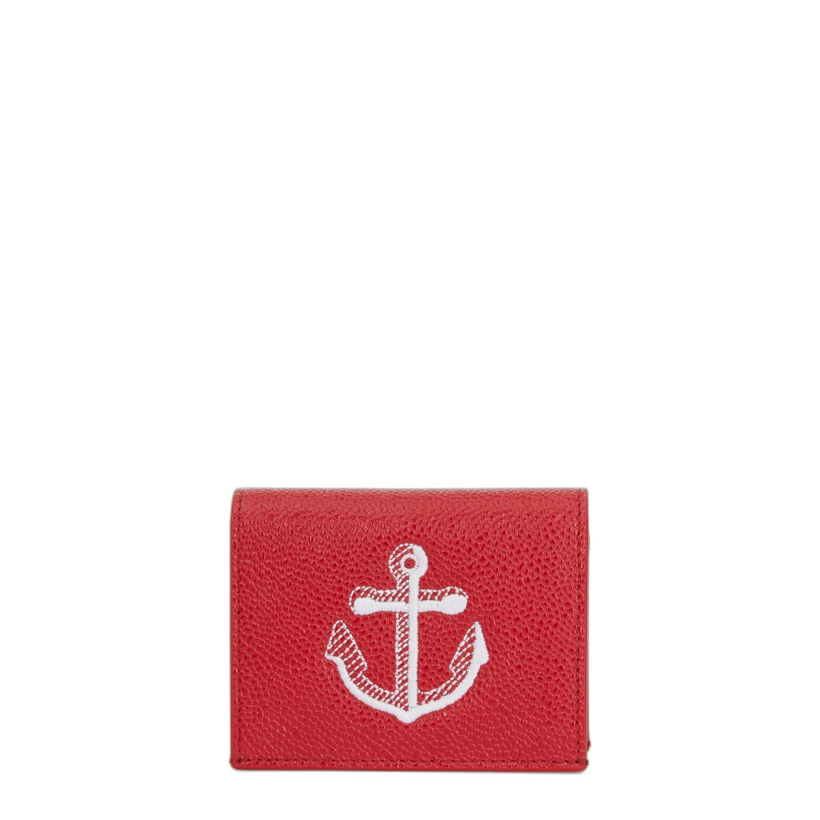 Pebble Grain Leather Anchor Double Card Holder