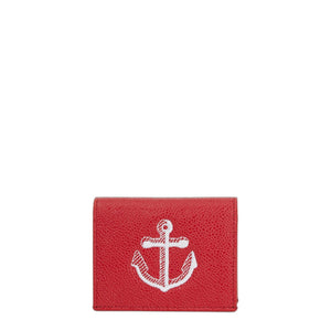 Pebble Grain Leather Anchor Double Card Holder