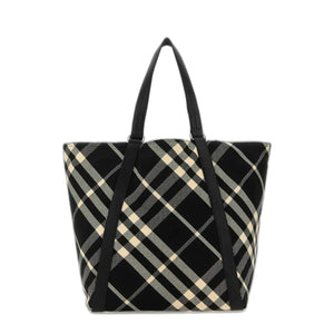 Burberry Borsa Tote In Jacquard Check - Nero