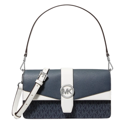 Michael Kors Greenwich Medium Signature Logo Convertible Shoulder Bag Admirl Multi