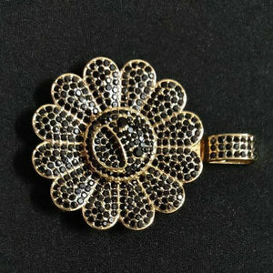 MURAKAMI FLOWER ICED OUT PENDANT (BLACK GOLD PLATED)