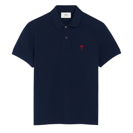 Navy Cotton Ami de Coeur Polo Shirt Ami de Coeur polo shirt in organic cotton pique