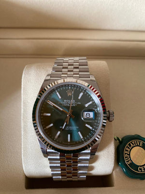 Rolex | Datejust | 126234 | White gold | 36 mm | Gold/Steel | Green | Automatic