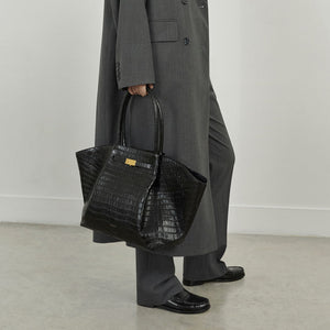 DeMellier The New York black croc-effect