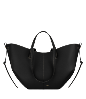 Polene Cyme Textured Black with Ecru Stitching