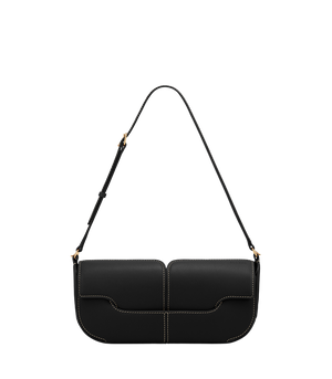 Polene Osmo Smooth Black with Ecru Stitching
