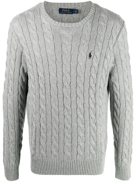 Polo Ralph Lauren cable knit knitted sweatshirt Grey