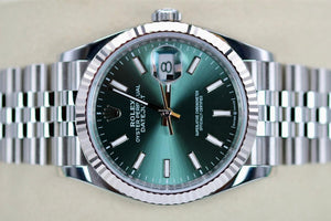 Rolex | Datejust | 126234 | White gold and steel | 36 mm | Steel | Green | Automatic