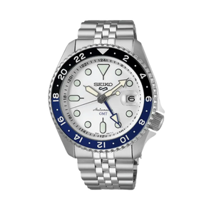 Seiko 5 Sports SKX GMT Sky Blue, Silver Cloud White Dial Stainless Steel Watch - SSK033K1