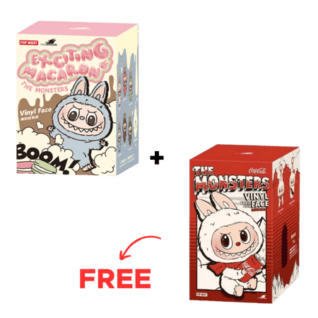BUY 1 GET 1 FREE - Pop Mart Labubu The Monsters Tasty Macarons + Coca Cola Vinyl Face Sealed Case Pack of 2