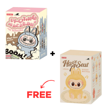 BUY 1 GET 1 FREE - Pop Mart Labubu The Monsters Tasty Macarons + Have a Seat Vinyl Face Sealed Case Pack of 2