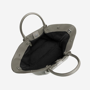 DeMellier The Midi New York stone grey small grain ecru stitching