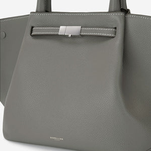 DeMellier The Midi New York stone grey small grain ecru stitching