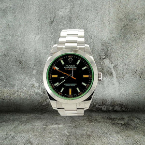 Rolex | Milgauss | ROLEX 116400GV FULL STICKERS MK1 FULL SET BLACK GREEN GLASS | Steel | 40 mm | Steel | Black | Automatic