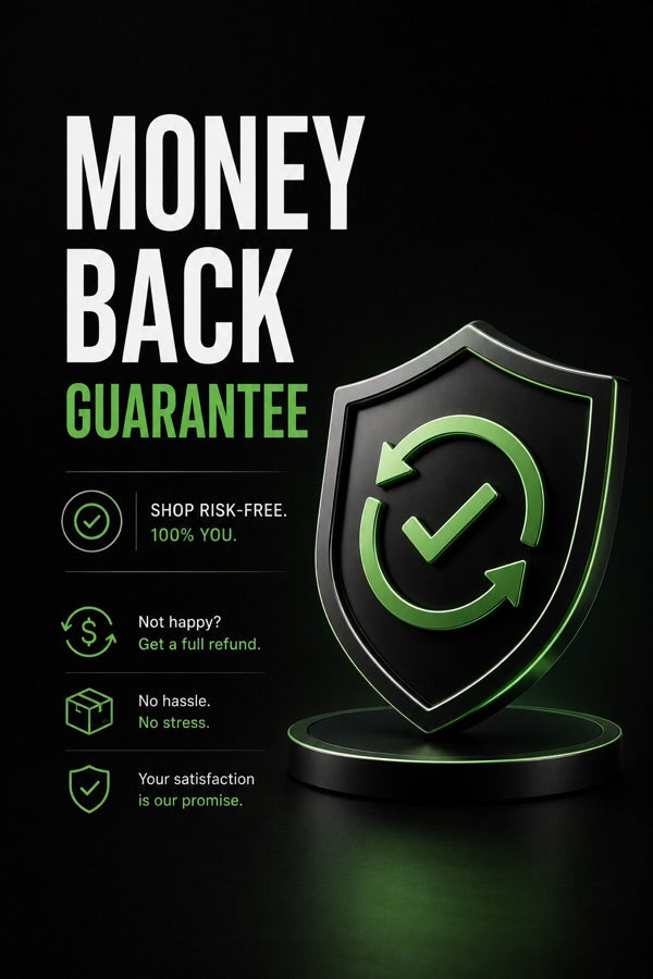 Money back guarantee, shop risk free